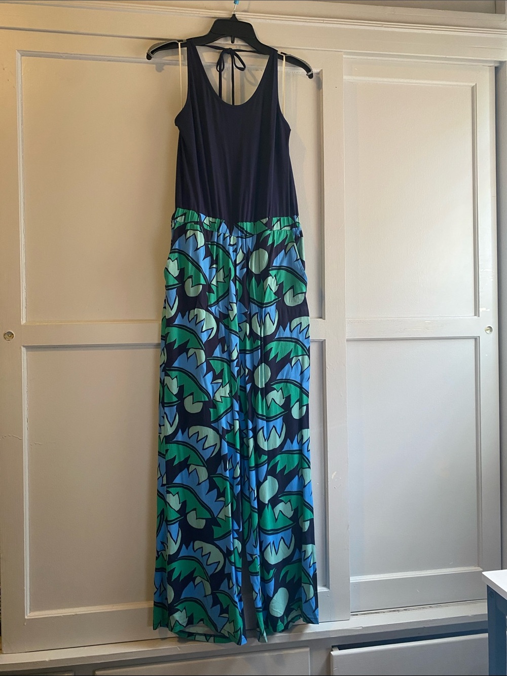 Aerie Pool to Party Halter Wide Leg Jumpsuit Abstract Print - Sz M - NWT